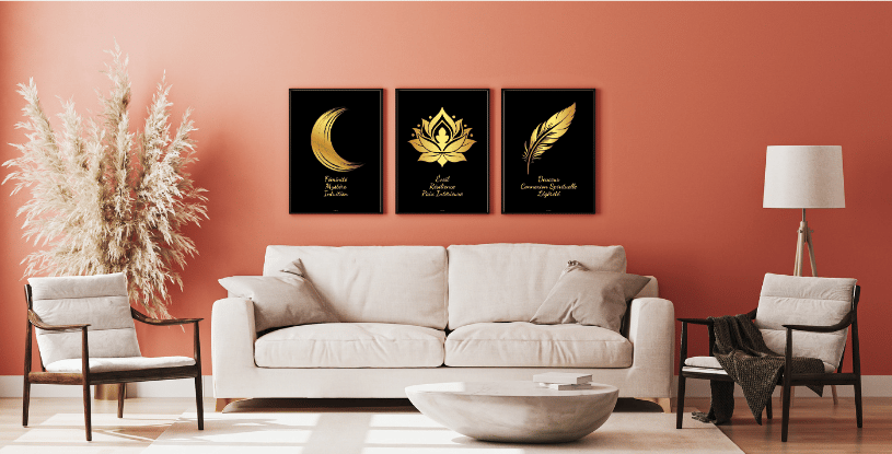 Décoration murale avec des posters de la série Symboles Dorés Danabelle B.Créations