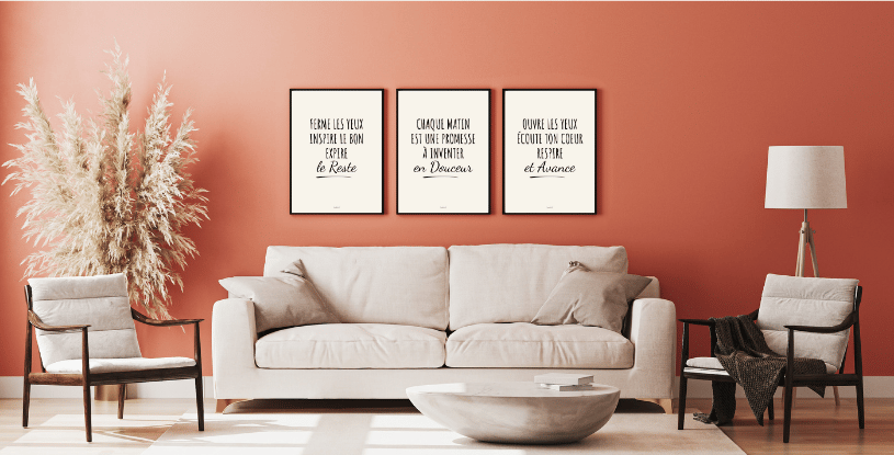 Décoration murale avec des posters de la série Slogans Douceur Danabelle B Créations