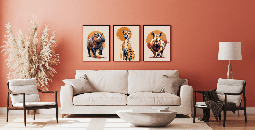 Décoration murale avec des posters de la série Totems d'Afrique Danabelle B Créations