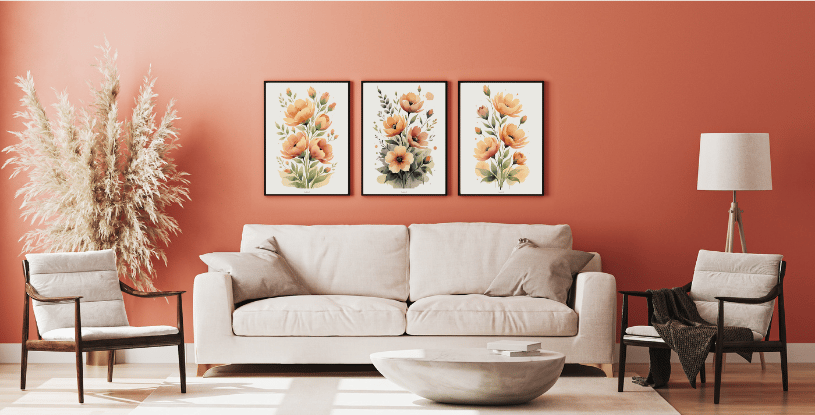 Décoration murale avec des posters de la série Harmonie Florale Danabelle B Créations