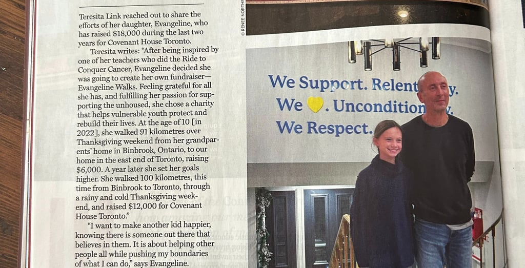 Costco, Kids who inspire, Evangeline Walks, Covenant House