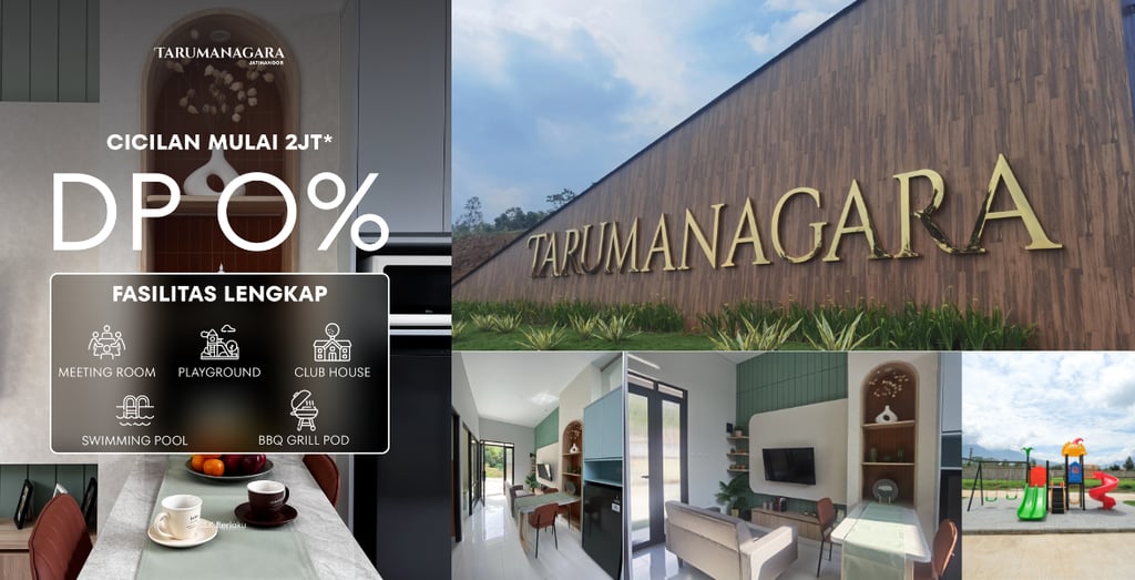 Gambar Perumahan Tarumanagara Jatinangor dengan desain modern minimalis dan promo DP 0%.