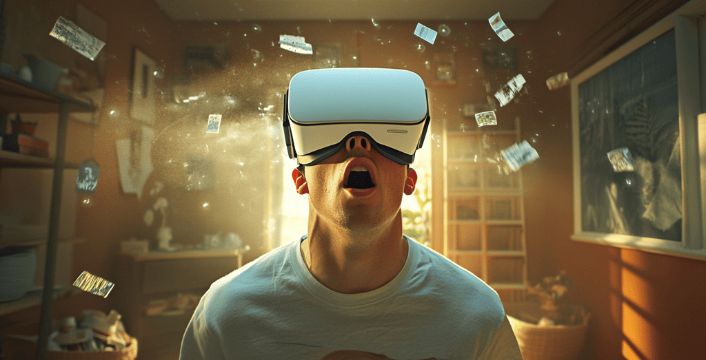 a man wearing a virtual reality headset