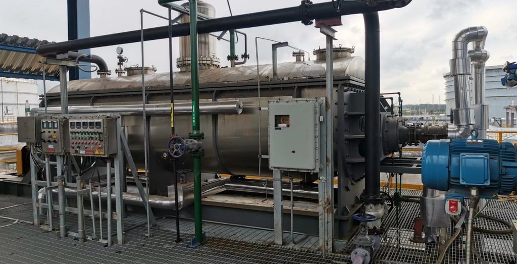 A JexDry paddle dryer in an industrial setting, highlighting its energy-efficient design 