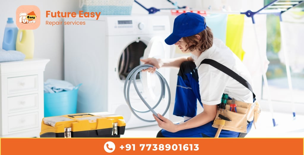 Future Easy technician repairing washing machine