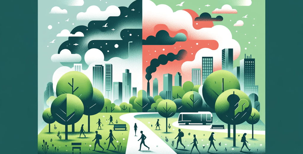 a cityscape of people walking on a city street