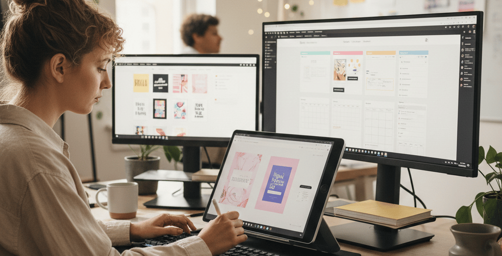 woman creating digital product