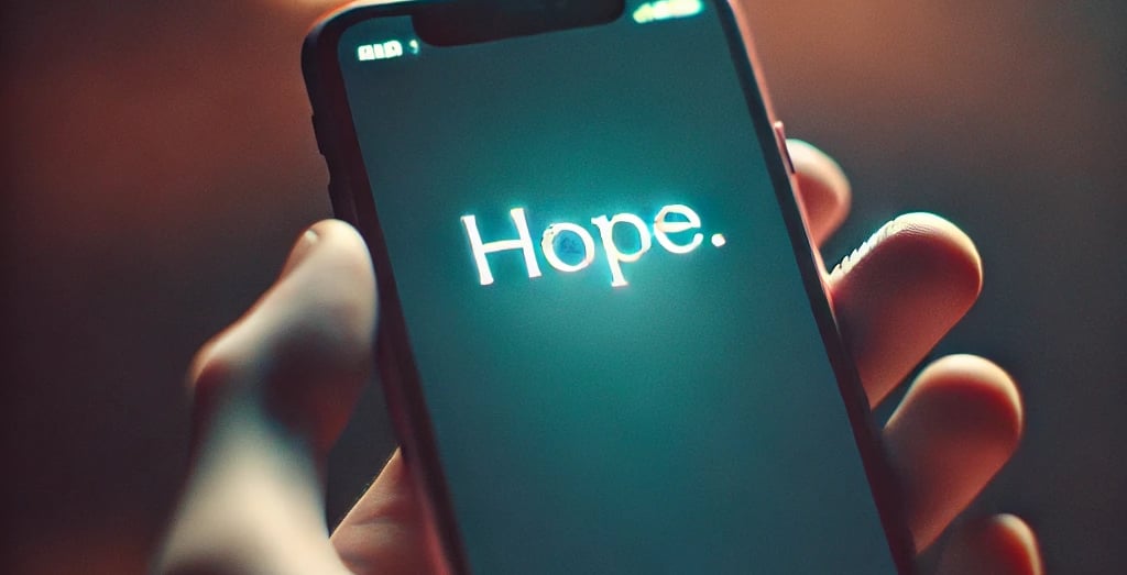 A phone screen showing a short powerful text exchange, symbolizing the weight of a single message