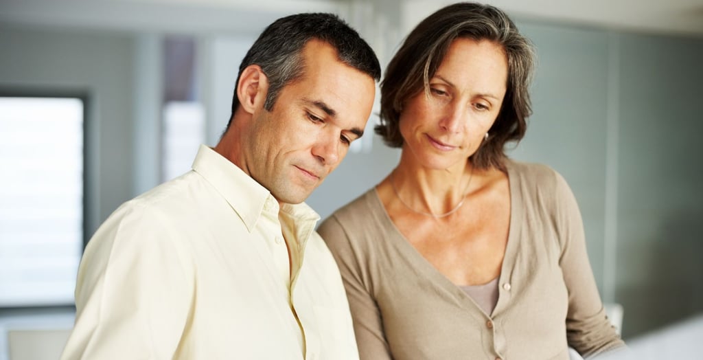 couple looking at a something