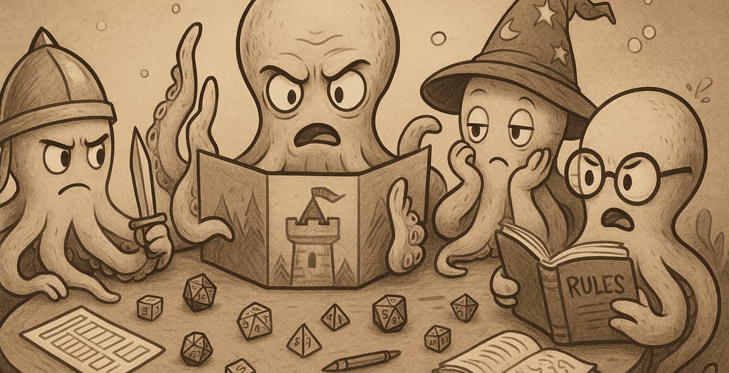 a group of octopuss sitting around a table