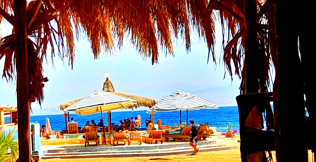 Holiday pool sea view at Bedouin star Ras shitan Nuweiba Egypt