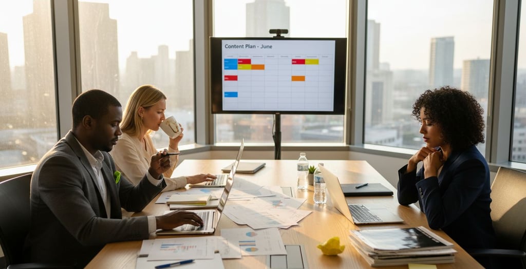 Business team planning social media strategy