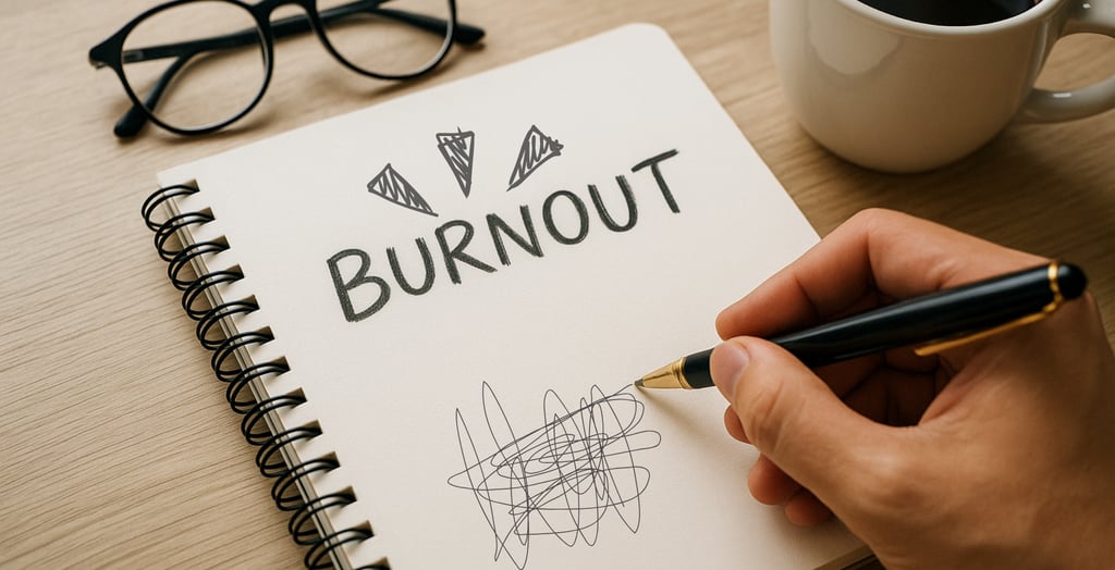 carnet où est écrit burn out