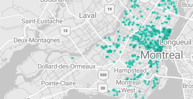 2024 Carte des exterminations de punaises de lit à Montréal