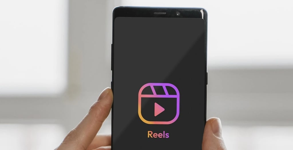 Imagem de celular com o logo da ferramenta Reels do Instagram