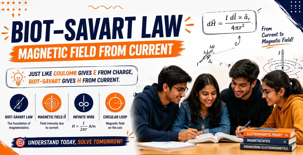 Biot Savart Law explained with magnetic field intensity, infinite wire and circular loop current con