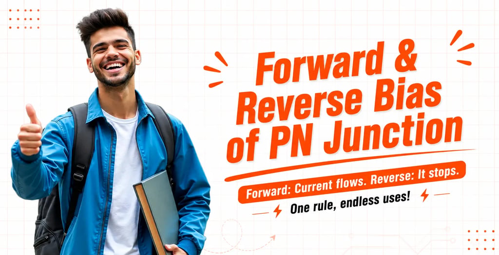 Learn Forward and Reverse Bias of PN Junction with diode current flow, depletion region, diode equat