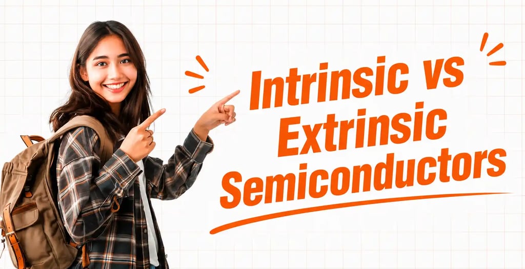 Difference between intrinsic and extrinsic semiconductors explained with doping and conductivity con