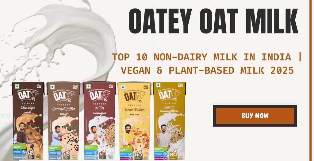 Oatey oat & millet vegan milk. Chocolate, Caramel Coffee, Millet, Kesar Badam, Barista.