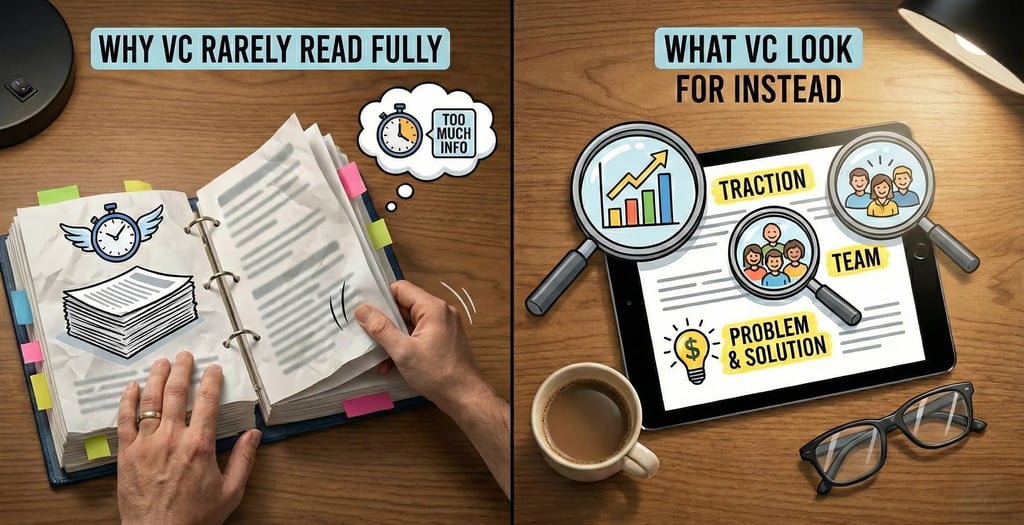 Comparison of skimming versus focused pitch deck review