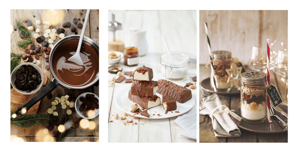 photo de casserole avec du chocolat fondu, de barre chocolaté et de mug 