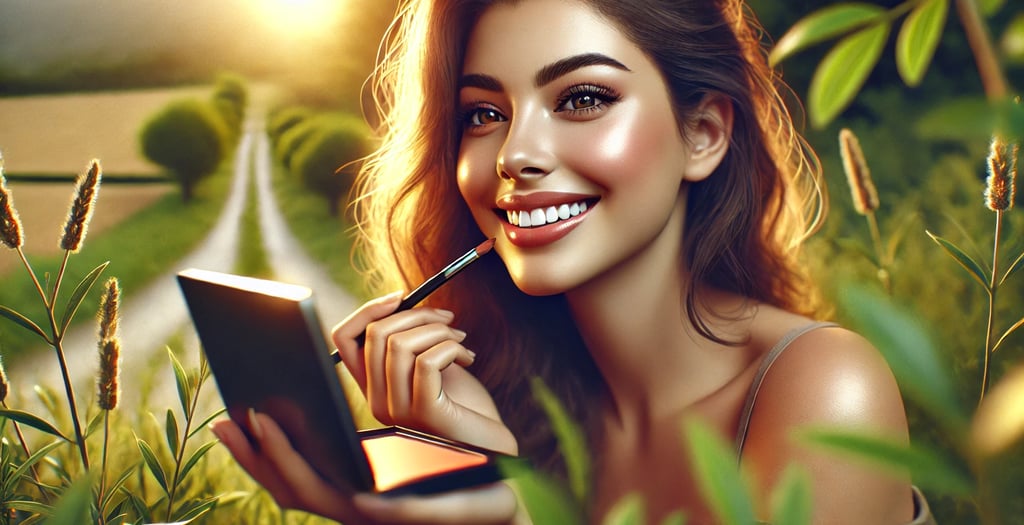 woman using Makeup Brushes