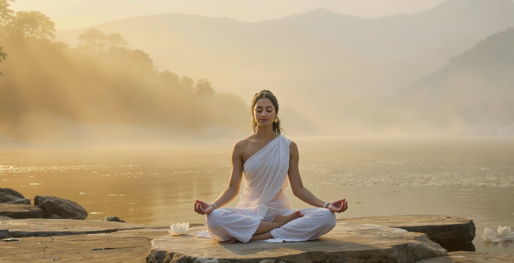 a women doing meditation