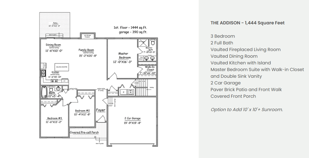 Image of the floor plan for the "Addison" model 