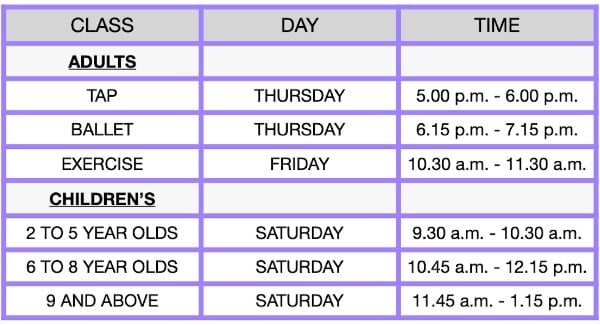 Buttermilk Dance Time-Table