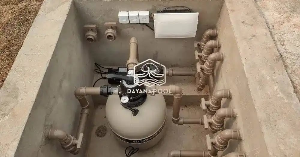 instalasi pompa dan filter serta pemipaan jalur