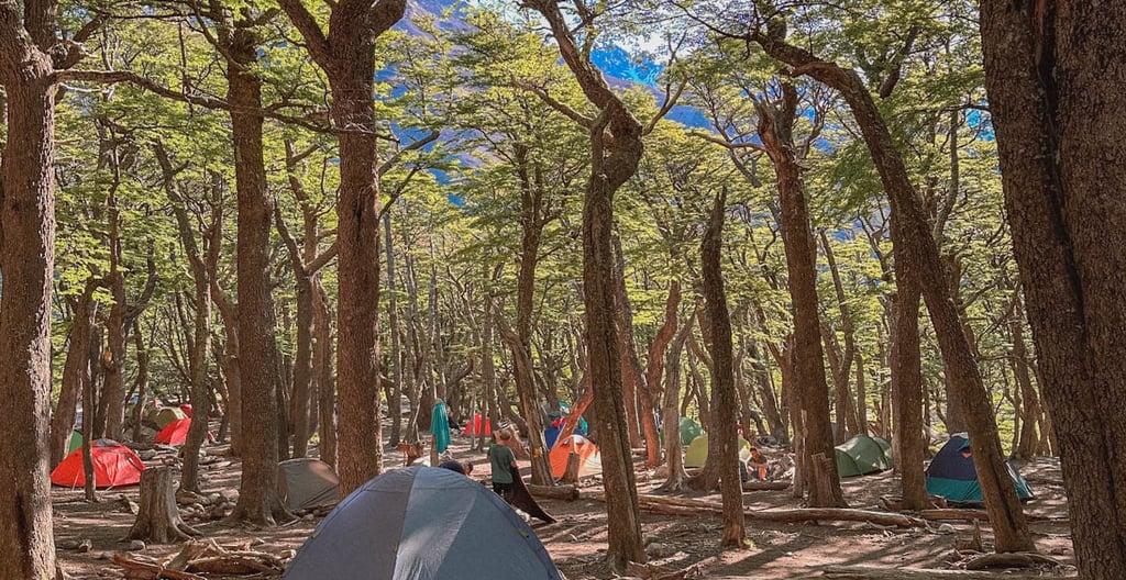 Campsite next to Fitz Roy in Patagonia, Argentina, South America