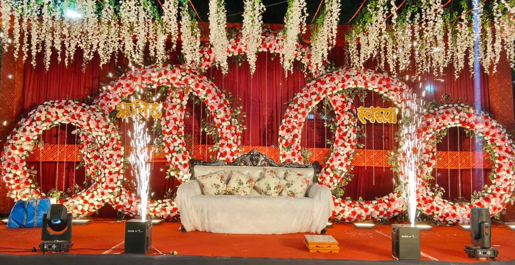 Premium wedding stage and venue decor at Omkar Garden Pune