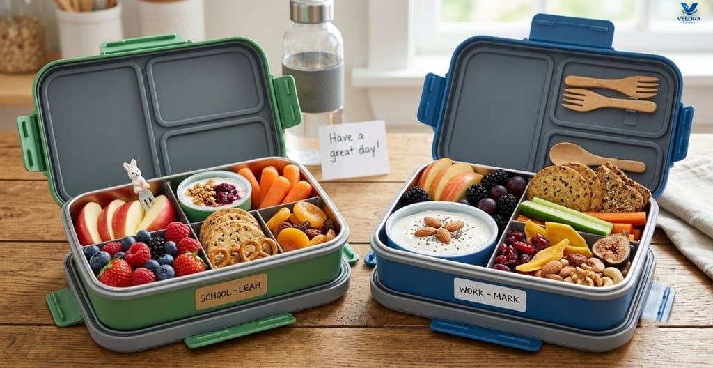 Healthy portable snacks that are packed for work, school and travel.