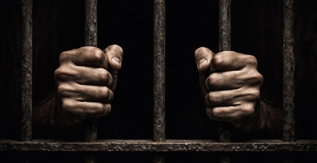 man holding prison bars symbolizing consequences of pornography addiction