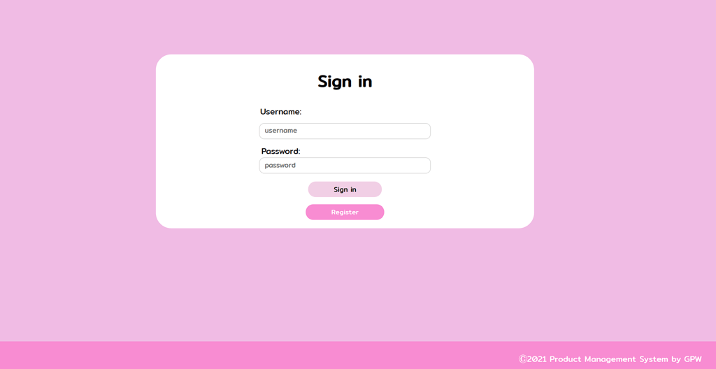 product-management-system-login-page