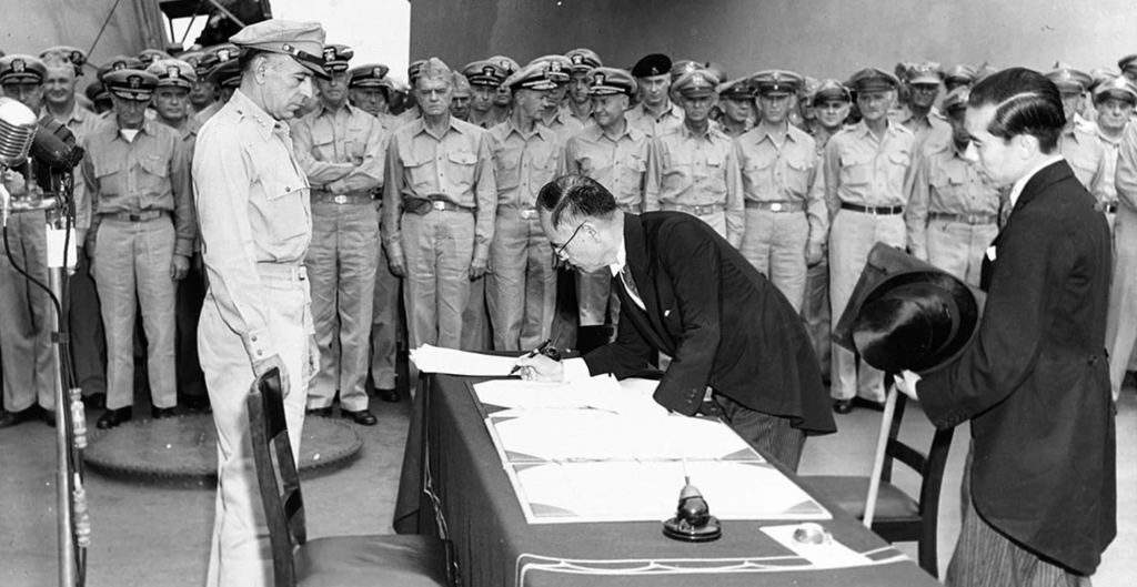 Firma de la rendición de Japón en 1945