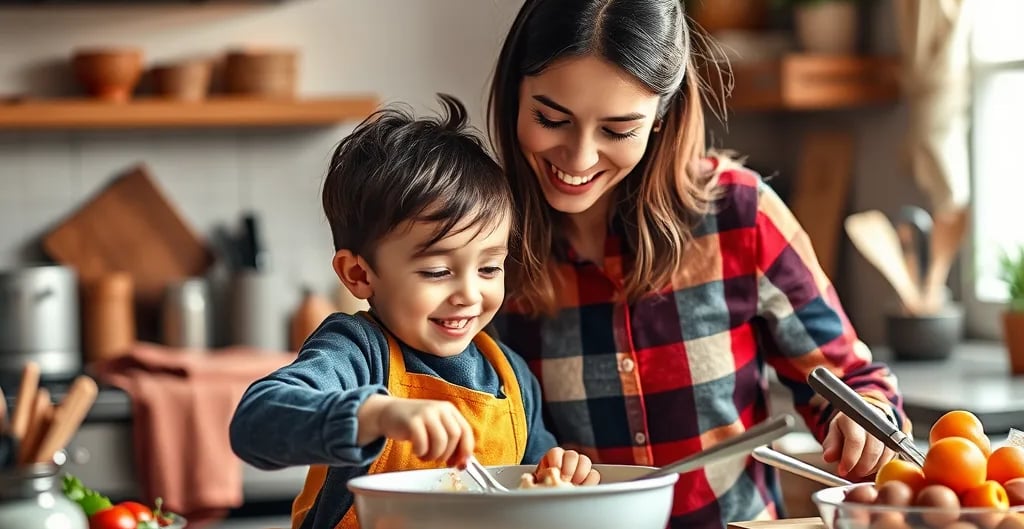 Parent et enfant partageant un moment de complicité, illustrant un style éducatif équilibré entre bienveillance et cadre.