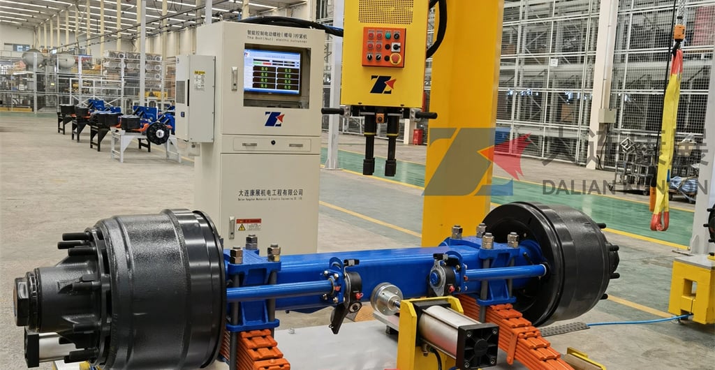 Robotic leaf spring U-bolt fastening station for trailer axle assembly