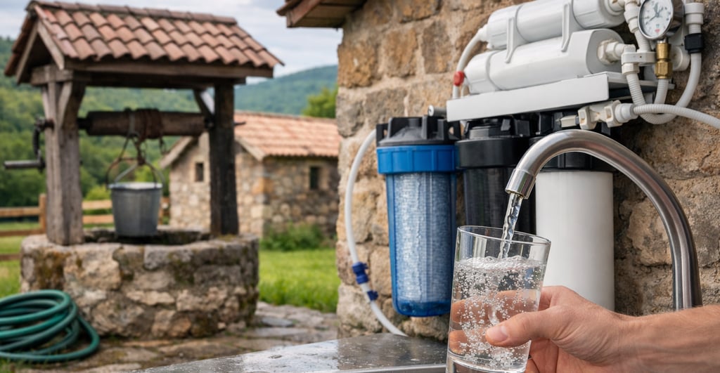 Agua de pozo en vivienda rural y sistema de filtración para consumo doméstico seguro