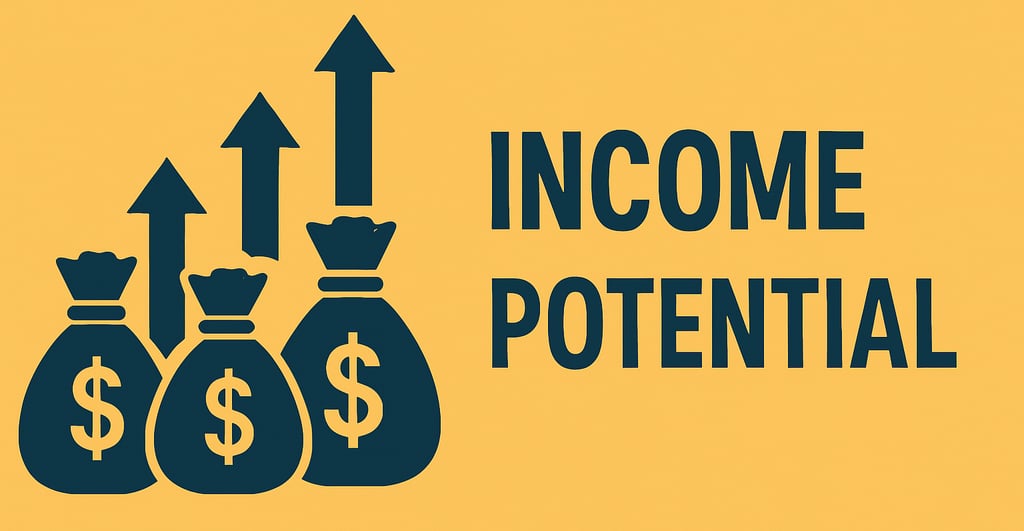 A graphic illustrating income potential, like upward trending arrows or money bags