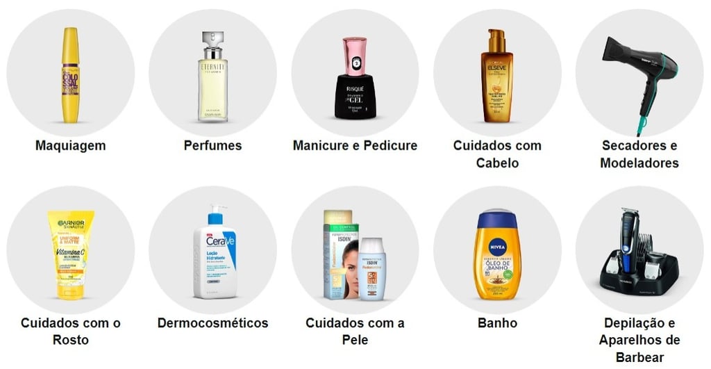 Seleção de produtos de cuidados pessoais e beleza