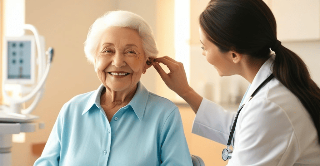 Profissional realizando exame auditivo demonstrando importância dos check-ups para detecção precoce