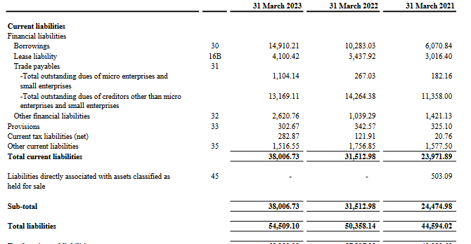 current liabilites in balance sheet of tvs supply chain solutions ipo analysis, the moat investo