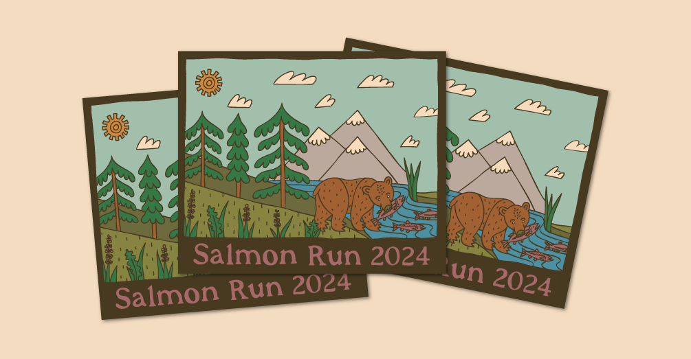 Event Takeaway stickers for the salmon Run 2024