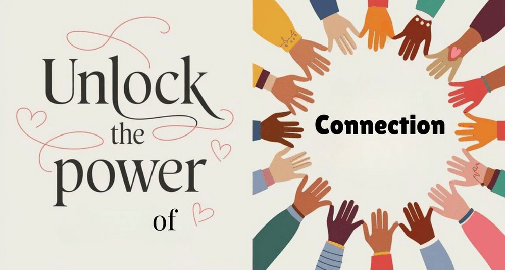 a group of hands holding hands with the words unlock the power of connection
