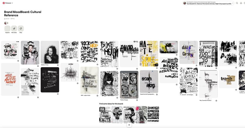 Artist Tara Roskell Brand Moodboard - Cultural Reference 