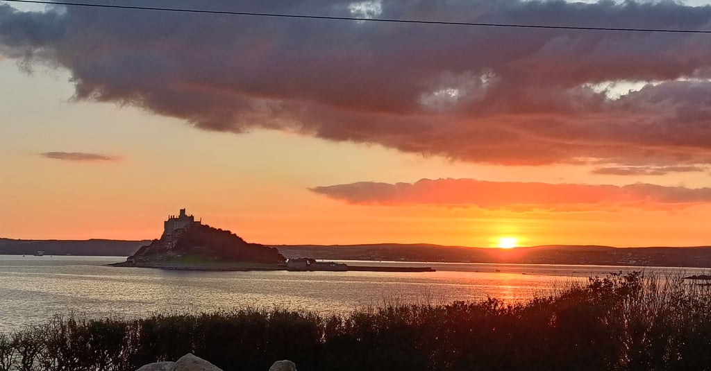 Sunset over St Michael's Mount, Marazion, Cornwall