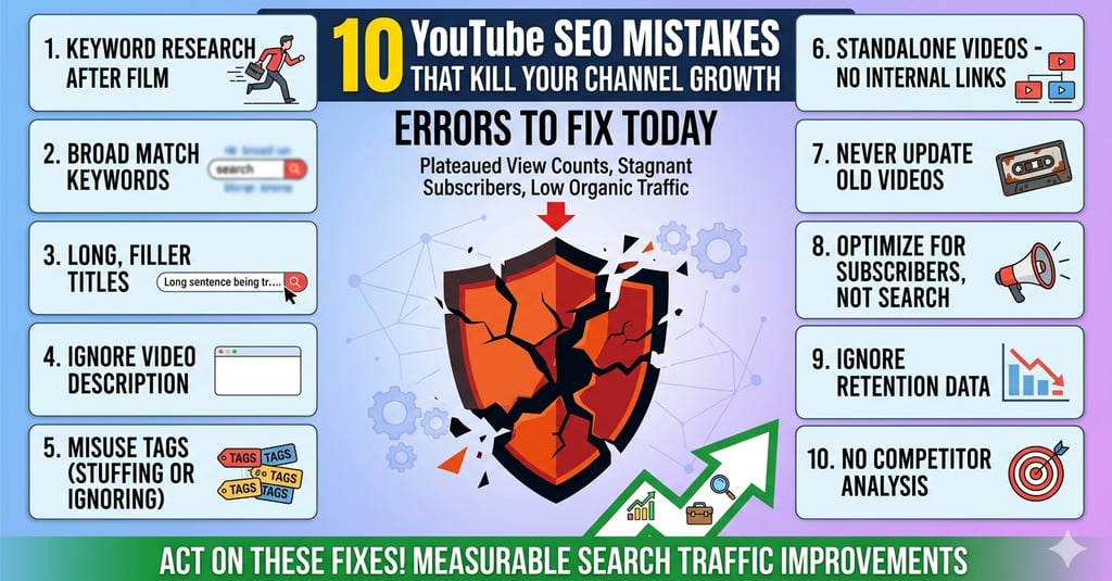 YouTube SEO Mistakes That Kill Your Channel Growth: 10 Errors to Fix Today