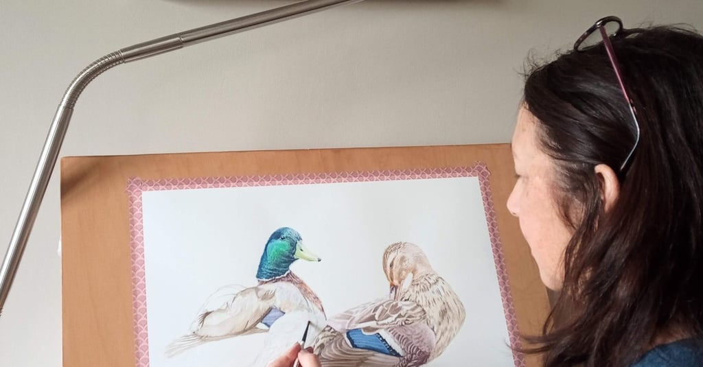 Artist Painting Mallard Ducks