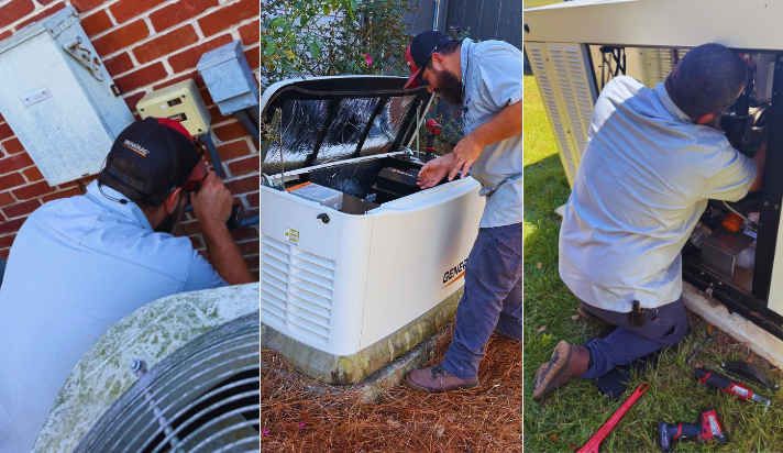 a service tech performing three types of Generator services